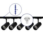 Complete Set 1-Phase Rail 2 Meter Black | incl. 5x Spot + GU10 2700K 3W Dimmable + End Cap, Power Connector and I-Connector