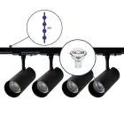 Complete Set 1-Phase Rail 2 Meter Black | incl. 4x Spot + GU10 2700K 3W Dimmable + End Cap, Power Connector and I-Connector