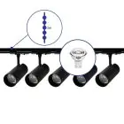 Complete Set 1-Phase Rail 2 Meter Black | incl. 5x Spot + GU10 2700K 3W Dimmable + End Cap, Power Connector and I-Connector