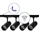 Complete Set 1-Phase Rail L 1 x 1 Meter Black | incl. 4x Spot + GU10 2700K 3W Dimmable + End Cap, Power Connector and L -Connector