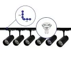 Complete Set 1-Phase Rail L 1 x 1 Meter Black | incl. 6x Spot + GU10 2700K 3W Dimmable + End Cap, Power Connector and L -Connector